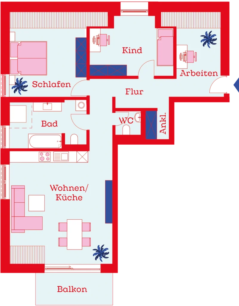 Grundriss Wohnung WE 12